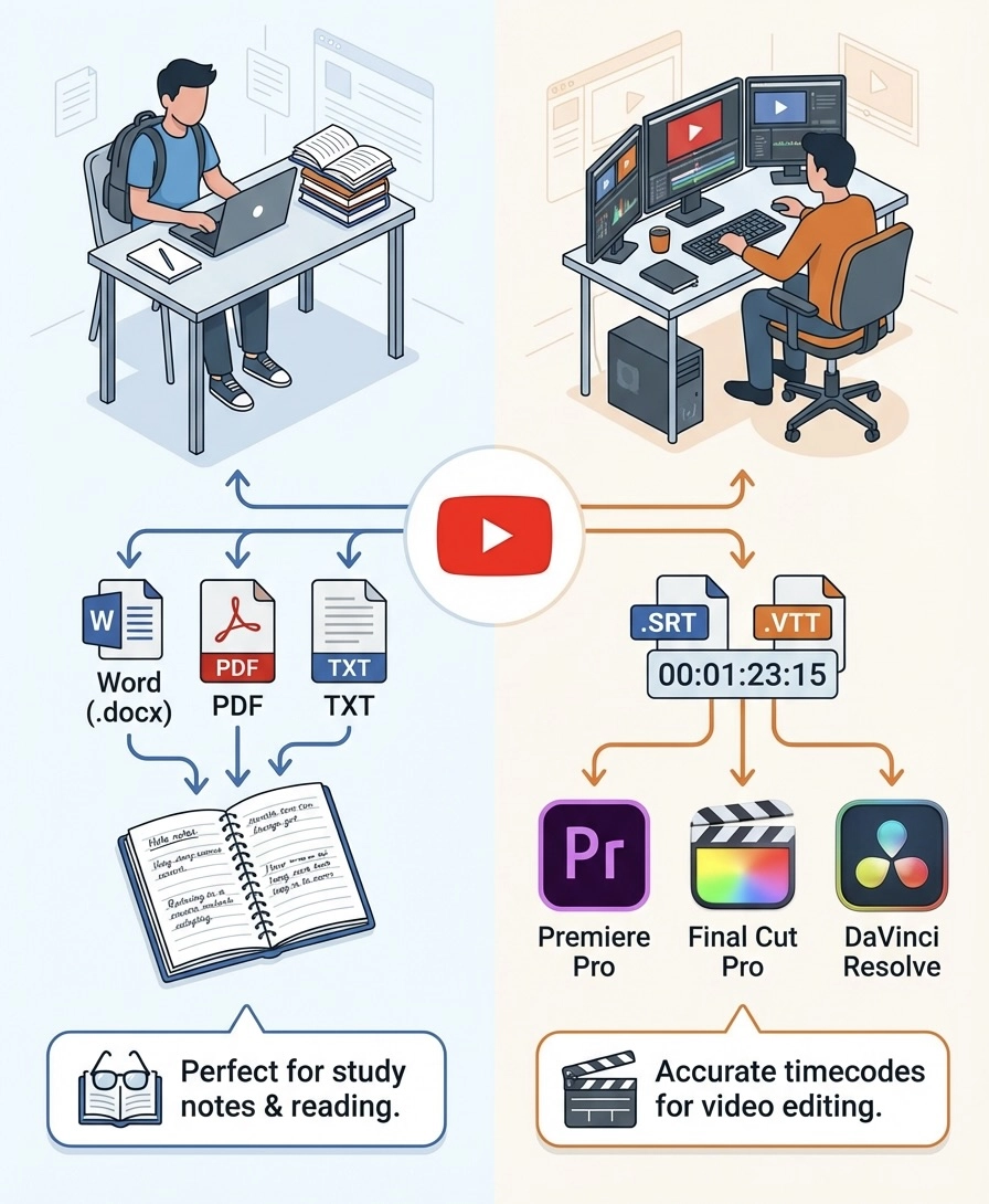Smart Format Export: Documents vs. Subtitles